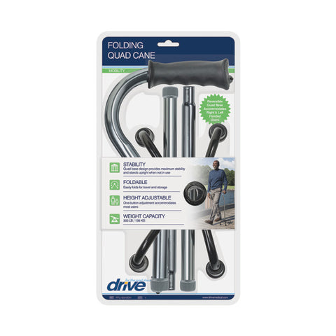 Folding Quad Cane, Small Base, Charcoal, 1EA, 12/CV