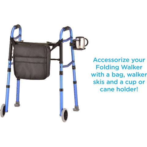 Folding Walker with 5" Wheels- Blue