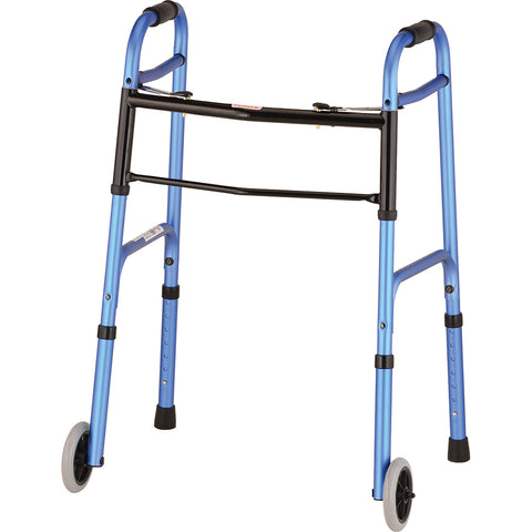 Folding Walker with 5" Wheels- Blue
