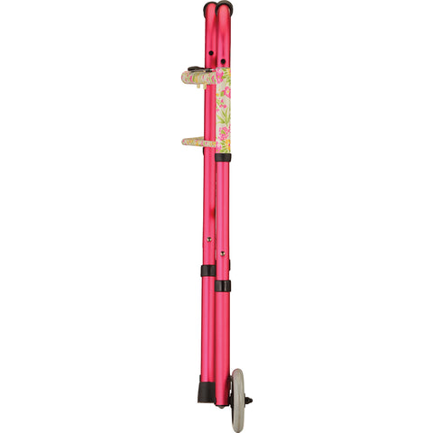 Folding Walker With 5" Wheels- Pink With Floral Print