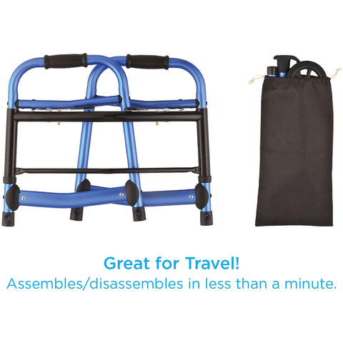 Folding Walker with 5" Wheels, Walker Skis & Mobility Bag