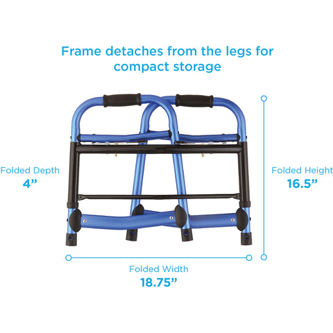 Folding Walker with 5" Wheels, Walker Skis & Mobility Bag