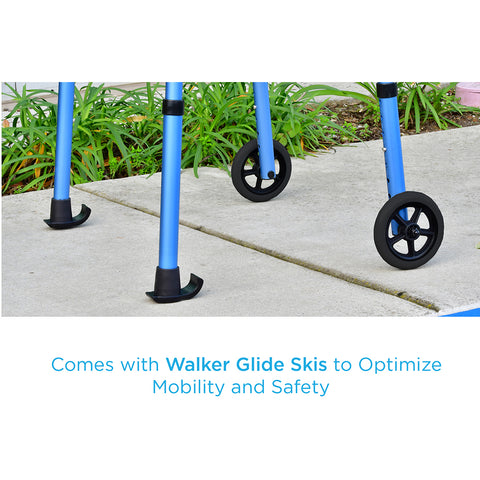 Folding Walker with 5" Wheels, Walker Skis & Mobility Bag