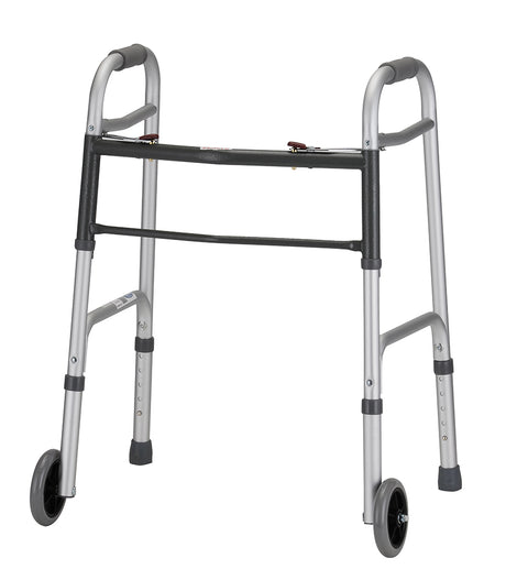 Folding Walker with 5" Wheels 2 Button- Small