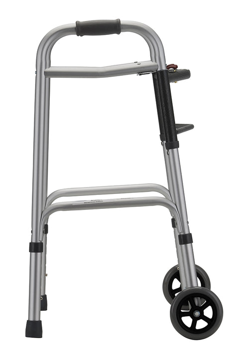 Folding Walker with 5" Wheels 2 Button- Small