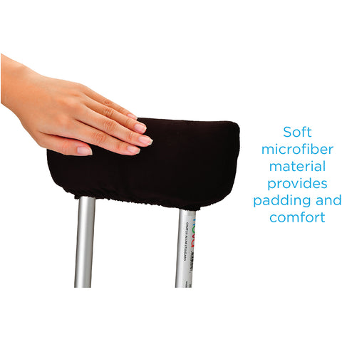 Crutch Cushion Set- Black Microfiber